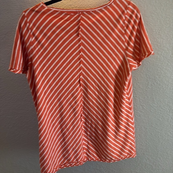 SOFT SURROUNDINGS Indra Striped Tee Cotton/ Koi Orange/ Size Medium - Picture 5 of 5